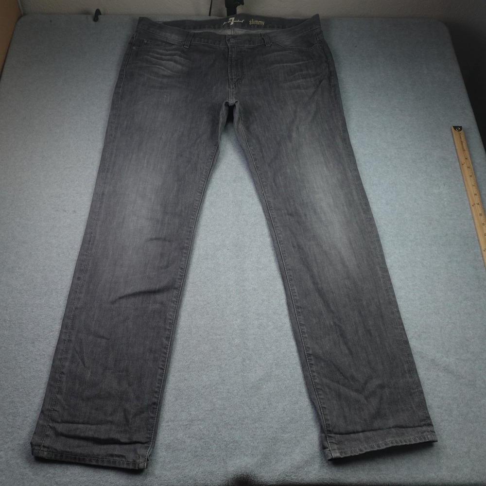 7 For All Mankind Jeans Mens 40 Gray Slim Slimmy Straight Faded Denim